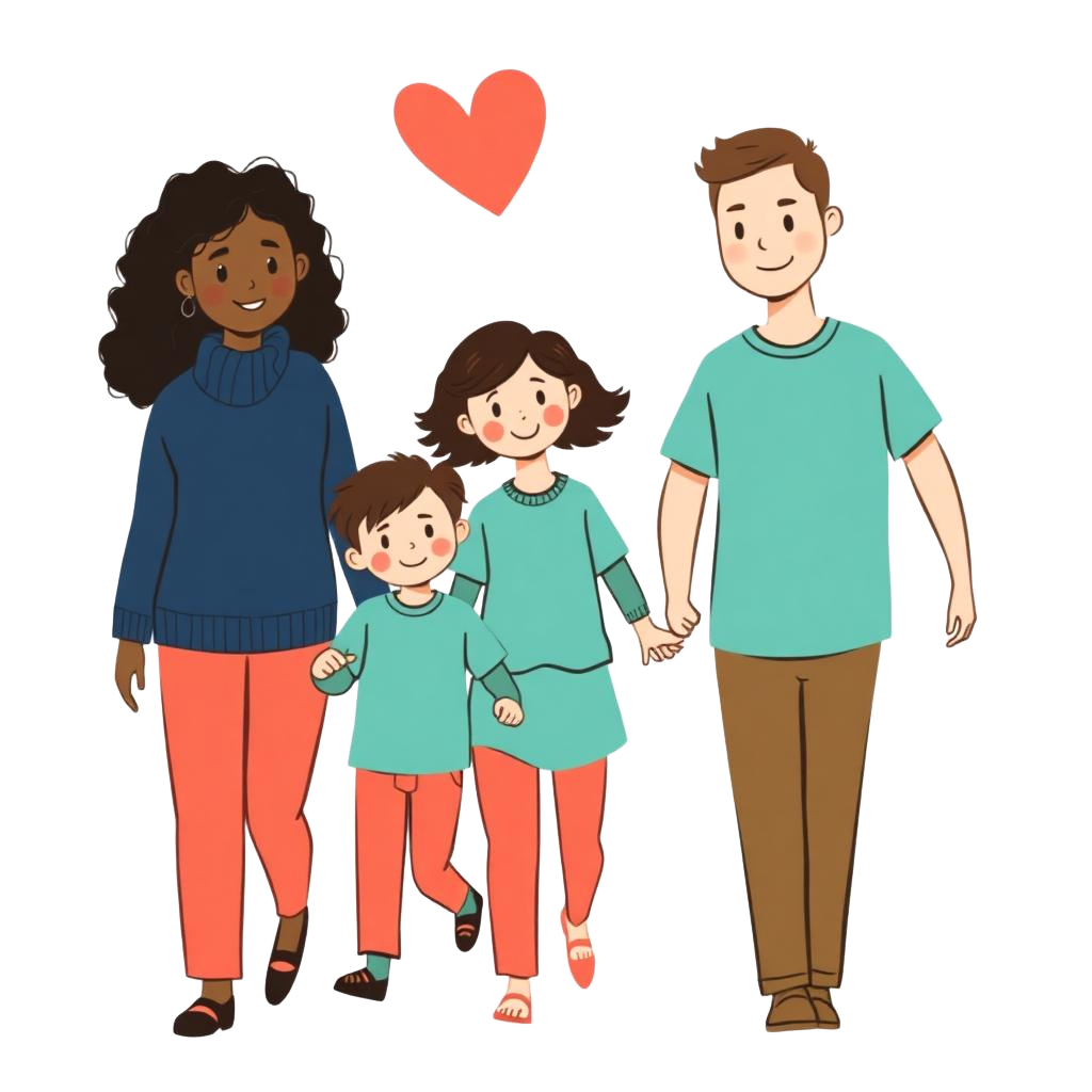 Familia diversa tomada de la mano
